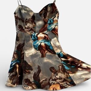 Urban Outfitters Neutral Printed Orion Angel Print Bustier Mini Dress MEDIUM